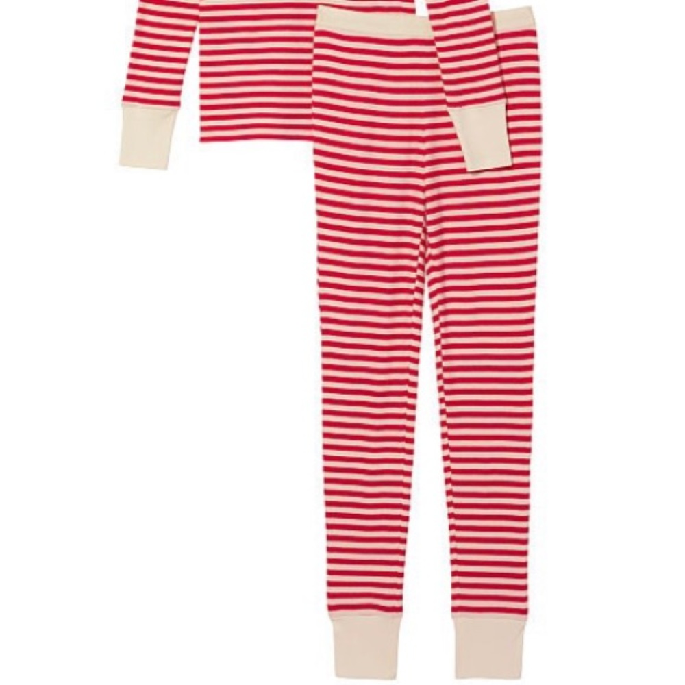 Candy Cane PJs Victoria's Secret XL Thermal Long Pajama Set Adorable NWT - Picture 12 of 14